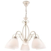 Lamkur Adelle Lámpara de Techo Colgante de Brazos Múltiples con Pantallas de Vidrio, Blanco, 5x E27