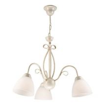 Lamkur Adelle Plafoniera a sospensione multibraccio con paralumi in vetro, bianco, 3x E27