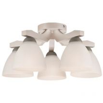 Lamkur Lighting - Lamkur Adriano Lámpara de techo semiempotrable multibrazo, pantallas de cristal, haya blanca, 5x E27