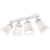 Lamkur Agustino Spotlight Bar, Stoffschirm, Weiß, 4x E27