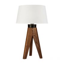 Lamkur Lighting - Lamkur Aida Lampe de table avec abat-jour en tissu noyer chêne, 1x E27