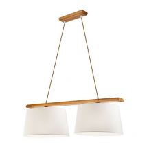 Lamkur Lighting - Lamkur Aida Plafonnier suspendu bar avec abat-jour en tissu chêne rustique, 2x E27
