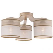 Lamkur Lighting - Lamkur Andrea Halbbündige Deckenleuchte mit mehreren Armen, Stoffschirme, Weißbuche, 3x E27