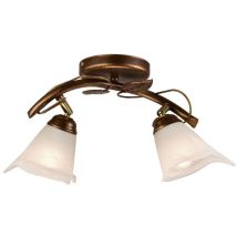 Lamkur - Bluszcz Lámpara de techo semiempotrable multibrazo con pantallas de cristal, marrón, 2x E14
