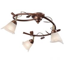 Lamkur - Bluszcz Lámpara de techo semiempotrable multibrazo con pantallas de cristal, marrón, 3x E14