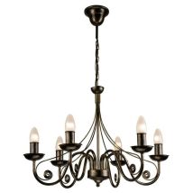 Lamkur Lighting - Lamkur Donato Lustres avec abat-jour en tissu, noir, 6x E14