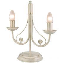 Lamkur Donato Tischlampe mit Stoffschirmen, weiß, 2x E14