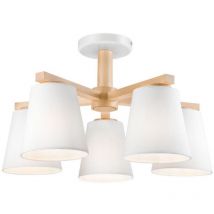 Lamkur Ellie Halbbündige Deckenleuchte mit mehreren Armen, Stoffschirme weiß, 5x E27