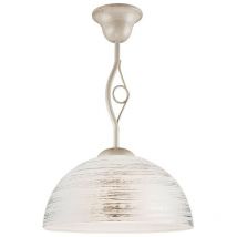 Lamkur Lighting - Lamkur Emilio Plafonnier suspendu Dome avec abat-jour en verre, blanc, 1x E27