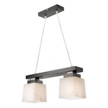 Lamkur Lighting - Lamkur Kubuś Kubus Bar Suspension Plafonnier, Abat-Jour en Verre Wengé, 2x E27