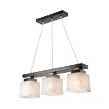 Lamkur Lighting - Lamkur Kubuś Kubus Bar Suspension Plafonnier, Abat-Jour en Verre Wengé, 3x E27