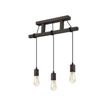 Lamkur Leon Industrial Plafoniera a Sospensione Bar Wengè, 3x E27