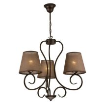 Lamkur Lorenzo Plafonnier suspendu à bras multiples, abat-jour en tissu, marron, 3x E27