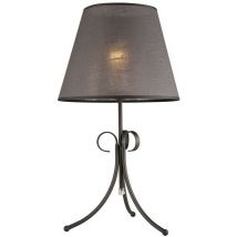 Lamkur Lorenzo Tischlampe mit Stoffschirm Anthrazit, 1x E27