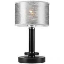 Lamkur Rosa Zylindrische Tischlampe mit Stoffschirm, schwarz, 1x E27