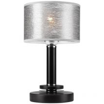Lamkur Rosa Zylindrische Tischlampe mit Stoffschirm, schwarz, 1x E27