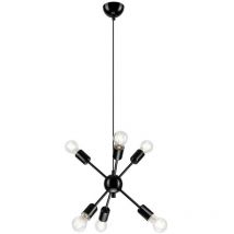 Lamkur Ruby Contemporary Plafoniera a sospensione multibraccio nera, 6x E27
