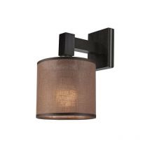 Lamkur Lighting - Lamkur Sofia Applique murale avec abat-jour avec abat-jour en tissu, wengé, 1x E27