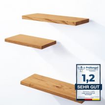 3 Stück Wandregal aus Holz 42/36/30cm set 3 Gerade Farbe: Rustikal - Lamo Manufaktur
