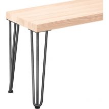 Banc d'entrée 30x60x47 cm (l x l x h), pied en métal modèle Simple Acier brut / assise en bois brut, LSB-01-A-001-60-0000S - Lamo Manufaktur