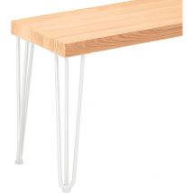 Banc d'entrée 30x160x47 cm (l x l x h), pied en métal modèle Simple Blanc / assise en bois couleur naturel, LSB-01-A-002-160-9016S - Lamo Manufaktur