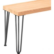 Banc d'entrée 30x60x47 cm (l x l x h), pied en métal modèle Simple Acier brut / assise en bois couleur naturel, LSB-01-A-002-60-0000S - Lamo