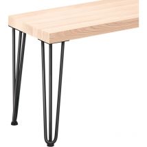 Banc d'entrée 30x140x47 cm (l x l x h), pied en métal modèle Simple Noir / assise en bois brut, LSB-01-A-001-140-9005S - Lamo Manufaktur