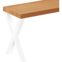 Banc d'entrée 30x120x47 cm (l x l x h), pied en métal modèle Creative Blanc / assise en bois brut, LSB-01-A-001-120-9016Cr - Lamo Manufaktur