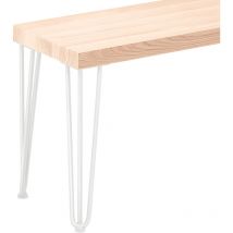 Banc d'entrée 30x160x47 cm (l x l x h), pied en métal modèle Simple Blanc / assise en bois brut, LSB-01-A-001-160-9016S - Lamo Manufaktur