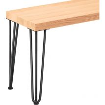 Banc d'entrée 30x140x47 cm (l x l x h), pied en métal modèle Simple Noir / assise en bois couleur naturel, LSB-01-A-002-140-9005S - Lamo Manufaktur