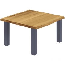 Esstisch Küchentisch, Mit Baumkante 60x60x47 Cm (axbxh), Classic, Rustikal / Anthrazit, Lkb-01-a-003-7016cl - Lamo Manufaktur