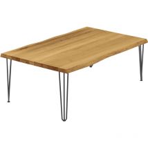 Esstisch Küchentisch, Mit Baumkante 120x80x47cm (axbxh), Creative, Rustikal / Rohstahl Mit Klarlack, Lwb-01-a-003-0000cr - Lamo Manufaktur