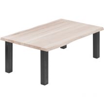 Esstisch Küchentisch, mit Baumkante 120x80x47cm (AxBxH), Classic, Roh / Rohstahl mit Klarlack, LWB-01-A-001-0000Cl - Lamo Manufaktur