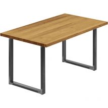Lamo Manufaktur - Esstisch Küchentisch Schreibtisch Couchtisch aus Massivholz, 120x80x76 cm (AxBxH), Loft, Rustikal / Rohstahl mit Klarlack,