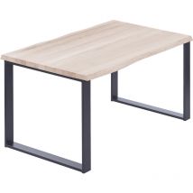 Esstisch Küchentisch, Mit Baumkante 100x60x76 Cm (axbxh), Modern, Roh / Anthrazit, Lob-01-a-001-7016m - Lamo Manufaktur