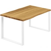 Esstisch Küchentisch, mit Baumkante 120x60x76 cm (AxBxH), Modern, Rustikal / Weiss, LCB-01-A-003-9016M - Lamo Manufaktur