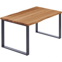 Esstisch Küchentisch, mit Baumkante 140x60x76 cm (AxBxH), Modern, Dunkel / Anthrazit, LNB-01-A-004-7016M - Lamo Manufaktur