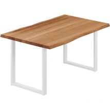 Esstisch Küchentisch, mit Baumkante 100x60x76 cm (AxBxH), Loft, Dunkel / Weiss, LOB-01-A-004-9016L - Lamo Manufaktur