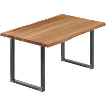 Esstisch Küchentisch, mit Baumkante 100x80x76 cm (AxBxH), Loft, Dunkel / Rohstahl mit Klarlack, LUB-01-A-004-0000L - Lamo Manufaktur
