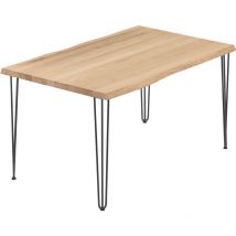 Esstisch Küchentisch, mit Baumkante 140x80x76 cm (AxBxH), Creative, Natur / Rohstahl mit Klarlack, LAB-01-A-002-0000Cr - Lamo Manufaktur