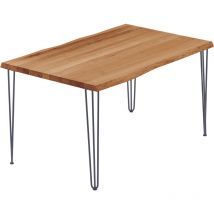 Esstisch Küchentisch, mit Baumkante 140x80x76 cm (AxBxH), Creative, Dunkel / Anthrazit, LAB-01-A-004-7016Cr - Lamo Manufaktur
