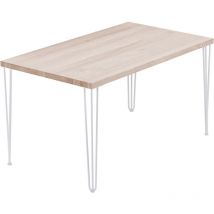Esstisch Küchentisch Schreibtisch Couchtisch aus Massivholz, 140x80x76 cm (AxBxH), Creative, Roh / Weiss, LAG-01-A-001-9016Cr - Lamo Manufaktur