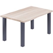 Esstisch Küchentisch, mit Baumkante 120x60x76 cm (AxBxH), Classic, Roh / Anthrazit, LCB-01-A-001-7016Cl - Lamo Manufaktur