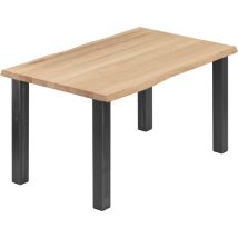 Esstisch Küchentisch, mit Baumkante 140x60x76 cm (AxBxH), Classic, Natur / Rohstahl mit Klarlack, LNB-01-A-002-0000Cl - Lamo Manufaktur