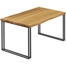 Esstisch Küchentisch, mit Baumkante 120x80x76 cm (AxBxH), Frame, Rustikal / Schwarz, LEB-01-A-003-9005Fr - Lamo Manufaktur