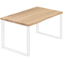 Esstisch Küchentisch, mit Baumkante 100x60x76 cm (AxBxH), Frame, Natur / Weiss, LOB-01-A-002-9016Fr - Lamo Manufaktur