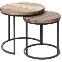 Lamo Manufaktur Couchtisch Rund 2er Set - Beistelltisch Holz - Wohnzimmertisch Rund, Kaffeetisch, Sofatisch Modern, Holztisch Für Wohnzimmer, 