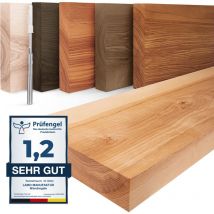 Tagère murale en bois massif, bord régulier droit, étagère flottante montage invisible Naturel 140cm, LWG-01-A-002-140W - Lamo Manufaktur