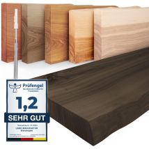 Tagère murale en bois massif, bord irrégulier, étagère flottante montage invisible Noir 160cm, LW-01-A-006-160W - Lamo Manufaktur