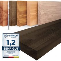 Tagère murale en bois massif, bord régulier droit, étagère flottante montage invisible Noir 60cm, LWG-01-A-006-60W - Lamo Manufaktur